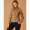 Allegra K Women's Turn-Down Collar Flap Pockets Snap Button Faux Suede Jacket - image 3 of 4