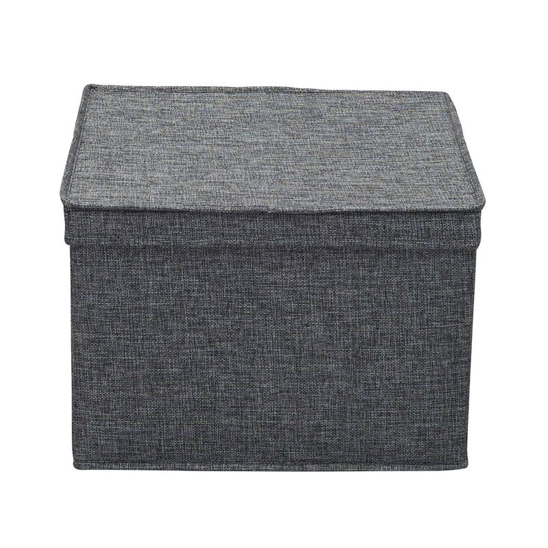 Household Essentials Set of 2 Square Storage Boxes with Lids Graphite Linen, 6 of 9