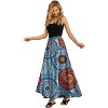 Women's Flowy High-Waist Maxi Skirt - Summer Pleated Long Skirt with Pockets Flower Mix Blue - 3 of 4