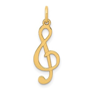Black Bow Jewelry 14k Yellow Gold Treble Clef Charm or Pendant, 8mm (5/16 inch) - 1 of 4