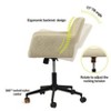 FurnitureR Home Office Chair, Fabric Upholstered Vanity Chairs with Rolling Wheels, Adjustable Study Desk Chair Mid Back for Living Room, Beige - 4 of 4