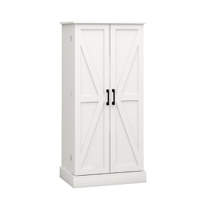 Sevobal Utility Storage Cabinets, Double Door Cabinet with Adjustable Shelves and Drawers for Living Room Kitchen Hallway, White, 23.62"*15.74"*45.98" - 1 of 4