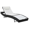 vidaXL - Outdoor Weather-Resistant Poly Rattan Sun Lounger with Adjustable Positions, Pillow Included - Black Rattan and White Textilene - 2 of 4