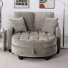 42.68'' Corduroy 2-Seater Sofa Chaise Longue with Irregular Armrests, Plush Cushions, Footrest Storage, and Two Throw Pillows - 3 of 4