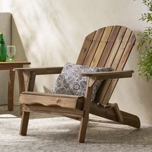 GDFStudio Adelina Rustic Outdoor Acacia Wood Folding Adirondack Chair - 1 of 4