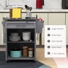 Kitchen Island on Wheels, Rolling Kitchen Cart with Stainless Steel Countertop, Drawer, Towel Rack and Spice Rack, Utility Storage Trolley - 4 of 4