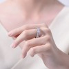Rhodium Plated Oval Cubic Zirconia Band Ring – Elegant Design with a Sleek Finish and Sparkling Gemstone Accents - 2 of 4