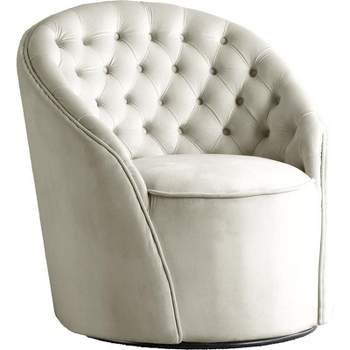 Alessio 18"H Tufted Velvet Swivel Accent Chair in Cream-Meridian Furniture
