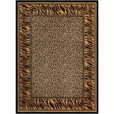Wildlife Collection Light Brown and Black Synthetic Rectangular Area Rug 9' x 12'