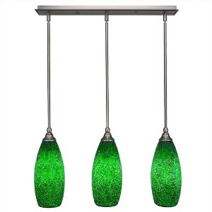 Toltec Lighting Any 3 - Light Chandelier in  Brushed Nickel with 5.5" Green Fusion Shade - 1 of 1