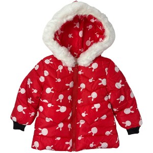 Yoki Toddler Girls' Faux Fur Trim Hooded Puffer Coats - 1 of 3