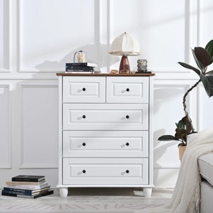 Airsurfer White 5-Drawer Dresser, Tall Wooden Chest with Deep Storage, Modern Storage Cabinet for Bedroom, Living Room, Hallway - 1 of 4