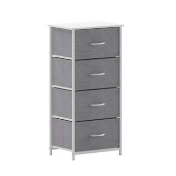 Mdesign Tall Drawer Organizer Storage Tower With 5 Fabric Drawers -  Gray/white : Target