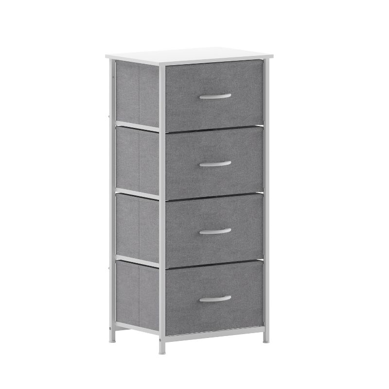 Flash Furniture Harris 4 Drawer Vertical Storage Dresser with Cast Iron Frame, Wood Top and Easy Pull Engineered Wood Drawers with Wooden Handles, 1 of 12