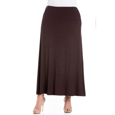 24seven Comfort Apparel Women's Plus Women's Maxi Skirt-brown-3x : Target