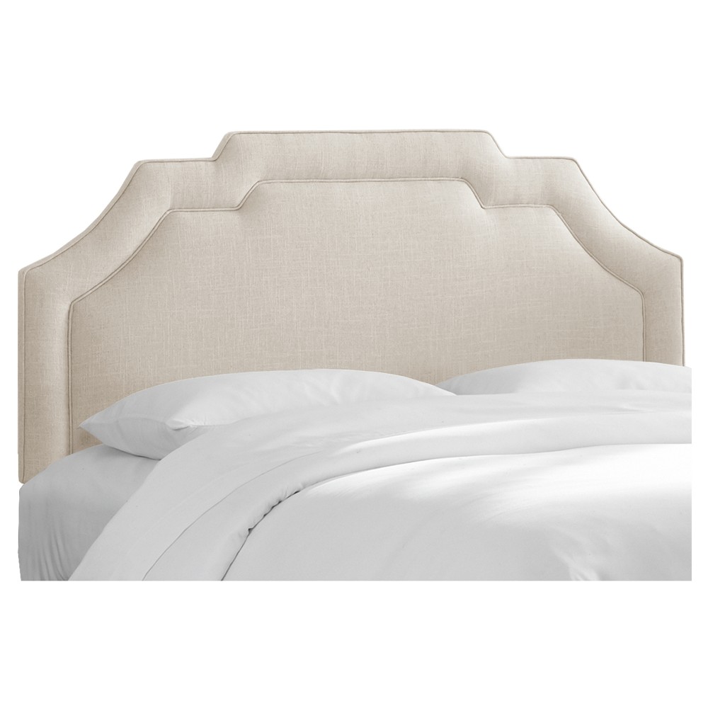 Photos - Bed Frame Skyline Furniture Full Axel Notched Bordered Headboard Linen Talc: Vintage Scalloped Design, Pine Frame, Polyester Fill