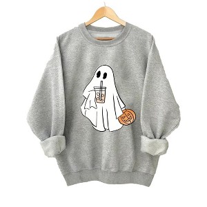 Plus Size Sweatshirts Funny Halloween Plus Size T-Shirt Crew Neck Long Sleeve Festive Pattern Sweatshirts Plus Size Slogan Sweatshirts - 1 of 3