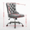 TOBILI Modern Velvet Upholstered Tufted Button Home Office Chair with Golden Metal Base,Adjustable Desk Chair Swivel Office Chair (Purple) - 3 of 4