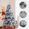 LuxenHome Pre-Lit Full Snowy Branches Artificial Pine Christmas Tree with Pinecones and Stand - 2 of 4