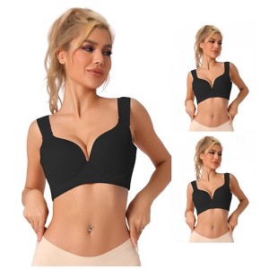 INSPIRE CHIC Women's Wirefree Bra Full Coverage Push Up Vest Bralette 3 Packs - 1 of 4
