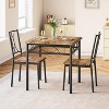 Dining Table Set for Small Spaces, 3 Pcs Space Saving Kitchen Table with 2 Chairs, Wooden Dinner Table Chair Set with Metal Frame, Bistro Table Set - 2 of 4