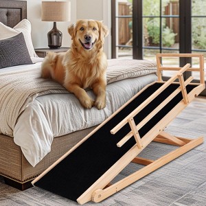 Docred Dog Ramp, Adjustable Height Wooden Folding Portable Pet Ramp for Bed, Couch,SUV-High Traction,for Small Large Old Dogs Cats - 1 of 4