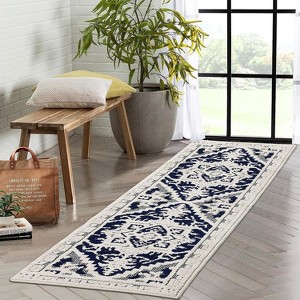 Non-Shedding Non Slip Area Rug, Medallion Textured Carpet, Vintage Floral Floor Carpet for Dining Room Home Office Playroom Dorm Living Room Bedroom - 1 of 4