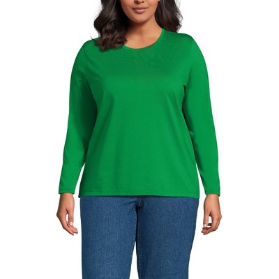 Lands' End Women's Relaxed Supima Cotton Long Sleeve Crew Neck T-Shirt