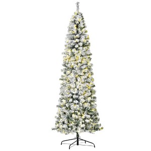 NAYSAYE 7.5ft Snow Flocked Slim Douglas Fir Artificial Christmas Tree for Home Holiday Decoration, Green, 30.8"*30.8"*88.5" - 1 of 4