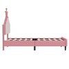 Upholstered Princess Bed with Crown Tufted Headboard, PU Leather Platform Bed with Sturdy Frame for Kids Bedroom-Baofuwish - 3 of 4