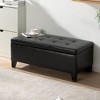 CAVINAS PU Leather Storage Ottoman Bench, Upholstered Footstool with Hidden Storage, Bedroom End Bench with Birch Legs, Entryway Shoe Bench - 2 of 4