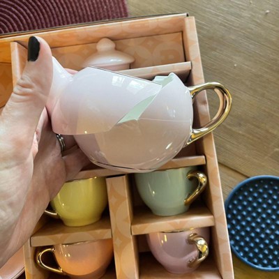 1 Set Eco-friendly Mini Tea Set Collectible Pretend Play Ceramics