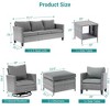 Sonkuki 8-Piece Patio Conversation Set with Swivel Rocking Chair and Side Table, Navy Blue Cushion - 3 of 4