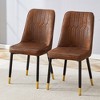 Gulches Suede-like Velvet Dining Chairs Set of 2 - Black Metal Legs with Gold Spray Anti-Slip Feet Integrated Cushion for Home Commercial Spaces Brown - 3 of 4