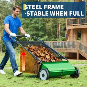 26-Inch Push Lawn Sweeper, 7 Cu. Ft. Hopper Capacity Grass Sweeper, Manual Push Yard Sweeper with Height Adjustment for Grass Clippings, Leaves - 1 of 4