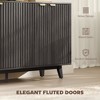 Fluted Sideboard Buffet Cabinet, 55" Coffee Bar Cabinet with 4 Doors, 2 Adjustable Shelves, 5 Wood Legs - 4 of 4