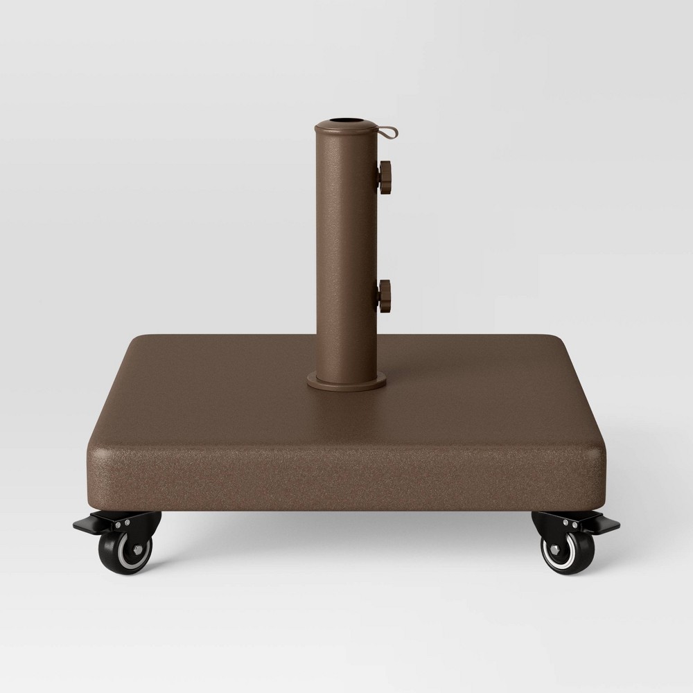 55lbs Polycrete Square Outdoor Patio Market Umbrella Bases with Wheels Brown - Threshold™