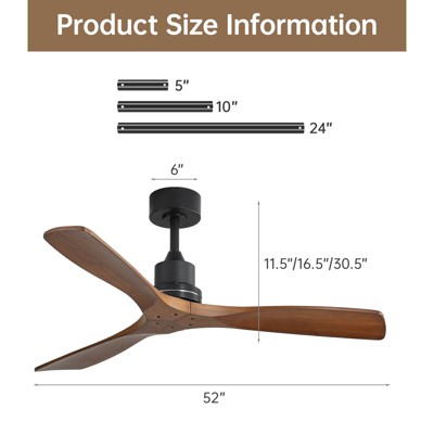 38'' White ABS 3-Blade Ceiling Fan with Remote