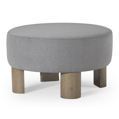 Maven Lane Celia Contemporary Upholstered Ottoman with Refined Wood Finish