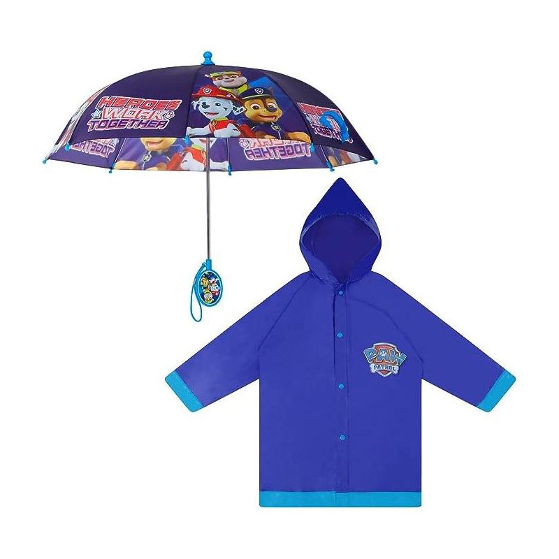 Paw Patrol Raincoat and Umbrella Set, Kids Ages 2-7 (Dark Blue), 1 of 7