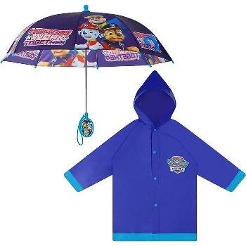 Paw Patrol Raincoat and Umbrella Set, Kids Ages 2-7 (Dark Blue)