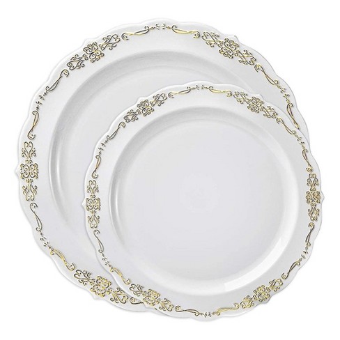 Gold rimmed outlet plastic dinner plates