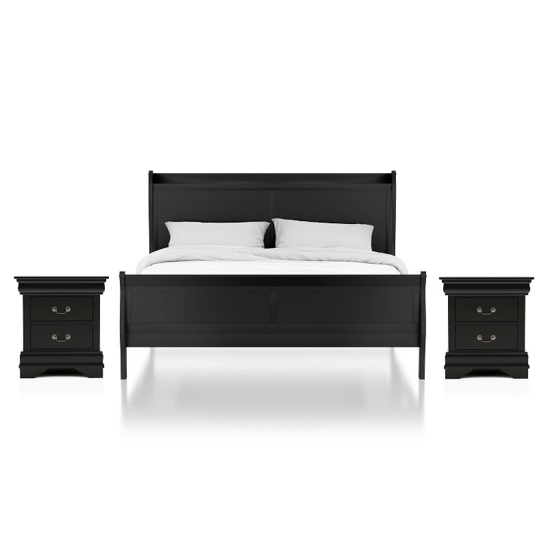 3pc Sliver Sleigh Bed with 2 Nightstands - HOMES: Inside + Out, 1 of 8