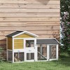 PawHut Rabbit Hutch Wooden Bunny Hutch Small Animal Cage Enclosure with Run, Removable Tray Waterproof Roof and Ramp - 2 of 4
