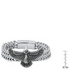 Steeltime Men's stainless steel double row wheat chain eagle wings bracelet - 3 of 4