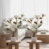 1/2 Pc Artificial Magnolia & Orchid Trees in Pot, PEVA Polyester Faux Plants with White Planter, 24/31/37" for Home Office Decor - 2 of 4