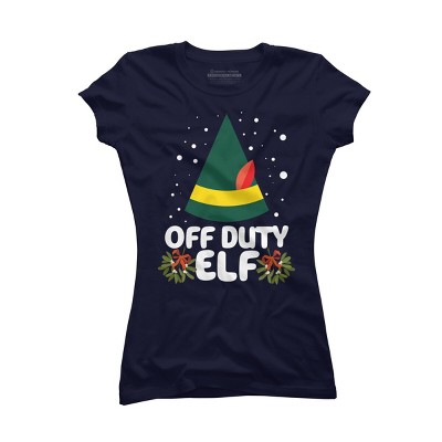 Junior's Design By Humans Off Duty Elf Christmas By Thingsandthings T-Shirt