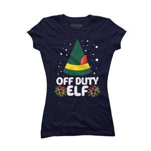 Junior's Design By Humans Off Duty Elf Christmas By Thingsandthings T-Shirt - 1 of 3