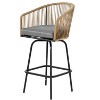 VYNXARIA Outdoor Bar Stools Set of 4, 4-Piece Patio Bar Stools with Armrests, All Weather Rattan Bar Chairs with Backrest£¬Gray - 3 of 4