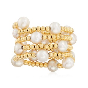 Ross-Simons 4-5mm Cultured Pearl Adjustable Beaded Wrap Ring in 14kt Yellow Gold Size Adjustable - 1 of 4